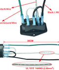 2 Pack IEC320 C14 Panel Mount Power Connector Socket 15A 250V with 14 AWG copper terminals showing wire colors.