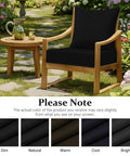 Outdoor Chair Cushions 24x24 Deep Seat Waterproof Fade Resistant Patio Cushions With Handle And Removable Cover For Sofa Couch And Patio Chairs Black Set on wooden chair in garden setting