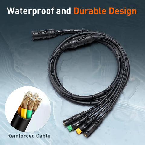 1T4 Cable Wiring Harness Ride Ready For Bafang BBS01 BBS02 BBSHD Mid Drive Motor With Display Thumb Throttle And Waterproof Connector 51 Inch Long For Trikes Cargo Tandem Ebikes