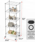 Beefy Rolling Garage Shelving Unit With Wheels 5 Tier Adjustable Wire Rack Durable Steel Storage For Kitchen Office Garage And Workshop 865 Pound Capacity Easy Mobility With Adjustable Feet Chrome Finish, 72-inch chrome steel rack with wheels