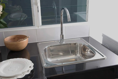 Drop In One Hole Kitchen Sink Kit, Single Bowl, Brushed Stainless Steel, 15 Inch Square, 20 Gauge 304 Stainless, kitchen installation
