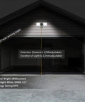 Outdoor Plug In Motion Sensor Light Waterproof Easy Install 20W 1800LM 5000K Daylight Dual Head LED Security Floodlight illuminating garage