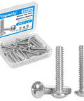 Built Tough 304 Stainless Steel Phillips Pan Head Machine Screws Size Ten Twenty Four By One Inch Long in a clear storage box.
