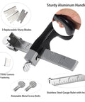 Leather Strap Cutter With Adjustable Blade And Three Blades, Aluminum Handle With Non Slip Grip, Hat Brim Cutter, Inch Scale Ruler