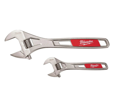 Beefy Heavy Duty Adjustable Wrench Set With 6 And 10 Inch Jaws Smooth Adjustment Screw Non Slip Parallel Jaws Ergonomic Chrome Handles
