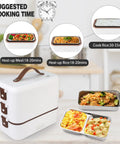 Electric Lunch Box Warmer On The Go Grab And Go 300W 110V Wall Plug 3 Layer 800ML Stainless Steel Containers with food