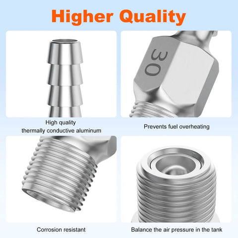 Anti Siphon Fuel Valve Fitting For Marine Fuel Tanks with One Quarter Inch NPT, showcasing aluminum material and features
