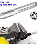 M12 X 1.25 Metric Thread Tap And Die Set for Metal Fasteners HSS6542 with Right Hand Thread for Auto Repair and Workshop Use