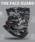 Straight Up Flame Resistant Neck Gaiter Two Pack With Fire Retardant Face Mask For Job Site Safety Welding Motorcycle Riding And Wildfire Protection Breathable UV Shield in camo pattern, showing moisture-wicking fabric.
