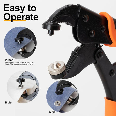 Heavy Duty Snap Fastener Kit With Punch Plier And 280 Pcs 15mm Stainless Snaps Includes Screws Sockets Caps 40 Snap Sets