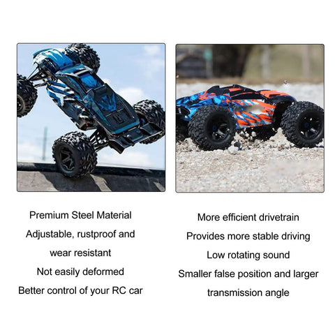 Traxxas Compatible Center Drive Shaft Splined Universal Steel CVD Driveshaft For REVO 3.3 Summit E REVO 2.0 T MAXX RC Cars Adjustable Front 3.11 To 3.62 Inches And Rear 5.08 To 6.3 Inches High Performance Drivetrain Upgrade Blue installed on RC truck