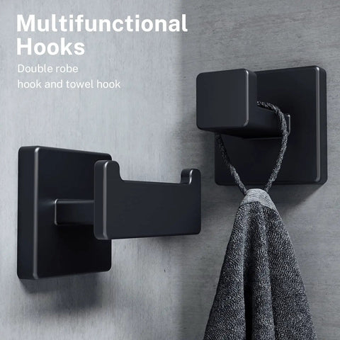 Matte Black Bathroom Accessories Set Five Piece Wall Mounted Hardware Kit Built To Last In 304 Stainless Steel Rustproof Towel Bar Rack
