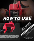 Aluminum Motorcycle Chain Alignment Tool For Quick Sprocket And Chain Alignment On Motorcycles ATVs Dirt Bikes And Scooters in use