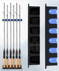 Durable Wall Mount Fishing Rod Holders 1 Pair Vertical Blue Rod Racks For Garage Or Boat Holds Up To Six Poles EVA Foam Grips Protect Rods