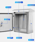 Durable 304 Stainless Steel Electrical Box And Junction Enclosure Built To Last And Tough As Nails Weatherproof Outdoor Cable Box open front view