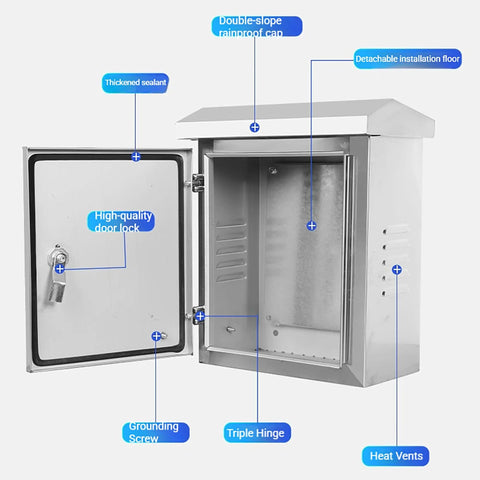 Durable 304 Stainless Steel Electrical Box And Junction Enclosure Built To Last And Tough As Nails Weatherproof Outdoor Cable Box open front view
