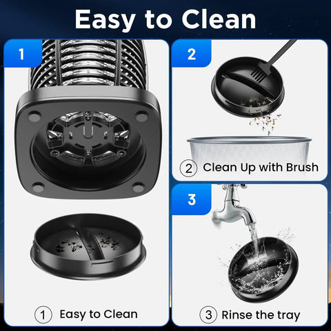Outdoor Waterproof Solar Powered Bug Zapper Portable And No Fuss Rechargeable With Panel Sensor And LED Night Light showing cleaning steps