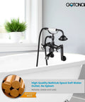 Clawfoot Tub Faucet Set With Handheld Shower Victorian Style Double Cross Handles shown mounted on tub with white background