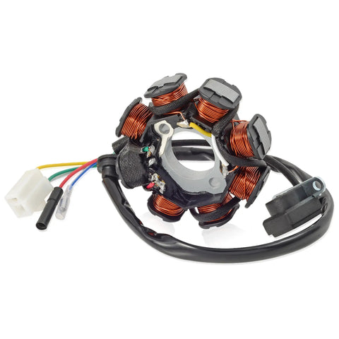 GY6 8 Pole AC Stator Ignition With Copper Windings 5 Wires 150cc Capacity Direct Replacement for Scooters, ATVs, Go Karts.