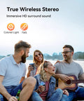 People enjoying music outdoors with Ultra Lightweight Portable Bluetooth Speaker With LED Lights TWS Stereo Sound Type C Power Bluetooth 5.3