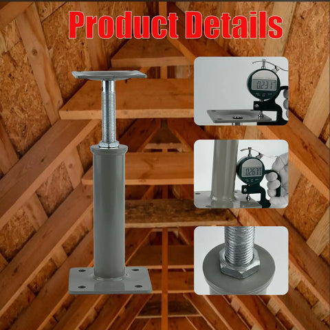 Heavy Duty Adjustable Floor Jacks, 11.8 to 16 Inch Telescoping Height, 11,000 Lb Capacity Per Jack, 2 Pack shown in attic view