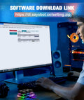 User customizing settings on a monitor with a compact six key macro keypad featuring RGB illumination. Turn Your Rig Into A Dope Gaming Station With This Compact Six Key Programmable Macro Keypad Featuring Snappy Cherry Inspired Switches And Smooth RGB Illumination For Nailed Clutch Moments And Easy PC Commanding.