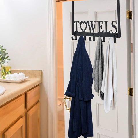 Versatile Towel Rack And Hook System For Door Or Wall Mount With Detachable Rods Quick No Drill Install Black Finish Dual Use Towel Holder For Bath And Kitchen Space Saving Organizer