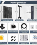 Beast Mode 12 Inch High Pressure Rain Shower Head With 13 Inch Adjustable Extension Arm And 2 In 1 Handheld Setting Delivers Crazy Strong Spray For Low Water Pressure With Long Hose Black package contents.
