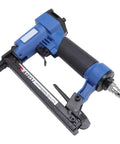 Heavy Duty Pneumatic Brad Nailer Kit Built Different With Aluminum Alloy Frame and Stainless Steel Quick Connect, side view.