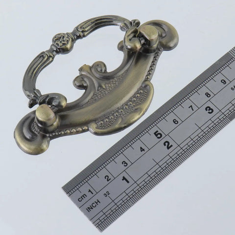 Six Pack Bail Pull Handles For Vanities And Cabinets 3.66 Inch Total Length Zinc Alloy Drawer Pulls shown with ruler