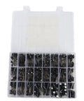 Must-Have 630Pcs Aluminum Electrolytic Capacitor Kit With 24 Values And High Precision For Repairs organized in a transparent storage box.
