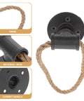 Close-up of Vintage Black Iron Rope Cabinet Pulls Set for Rustic Kitchen Drawers and Doors with Metal Loop Knobs