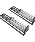 Vintage Hollow Out Metal Wall Sconce Kit Two Piece Candle Holder Set With Glass Covers For Living Room Bedroom Bathroom And Dining Area Easy Install Iron Wall Decor, black iron set