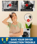 Woman confused about dryer plug options with 4 Prong To 3 Prong Dryer Plug Adapter NEMA 10-30P To 14-30R product suggestion.