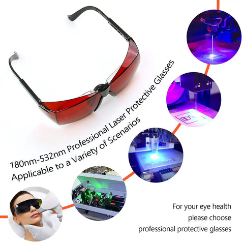 Heavy Duty Laser Safety Glasses Shield Your Peepers From Harmful Blue And Green Beams Across The 180 To 540 NM Spectrum With A Snug Wraparound Fit And Tough As Nails Impact Resistant Lenses, red lens design for laser protection