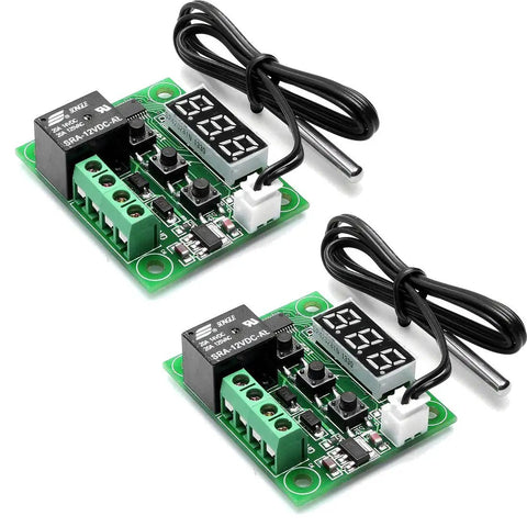 Two Pack W1209 Digital Temperature Controller With Case 12V DC Thermostat Module Range -50 To 110 Celsius One Channel Relay