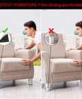 Comparison of chair with and without Non Slip Furniture Pads 24 Pack 2 Inch Floor Protectors for hardwood tile laminate surfaces.