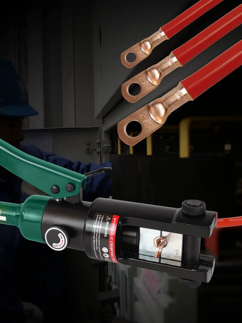 Beefy 16 Ton Hydraulic Cable Lug Crimper Kit With 13 Die Set For 9 AWG To 600 MCM Wires, Heavy Duty Electrical Terminal Crimp Tool, Pro Grade Wire Crimping Kit