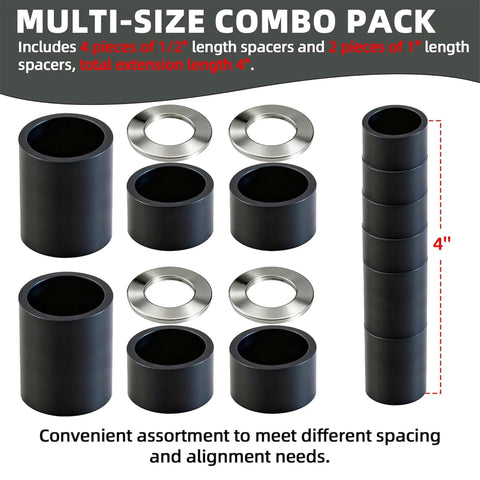 Tough As Nails Nylon Wheel Hub Spacers Kit Featuring 5 8 Inch Bore, 6 nylon spacers and sleeves, total length 4 inches.