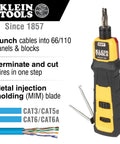 VDV427-300 Impact Punchdown Tool Pro-Grade With 66/110 Blade, showing Cat3/Cat6A cable compatibility and tool features.