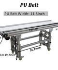 Beefy PU Belt Conveyor With Aluminum Frame 59 Inch Length And 11.8 Inch Width, Adjustable Height 21.2 to 27.2 Inches, Speed 13 to 65 Feet