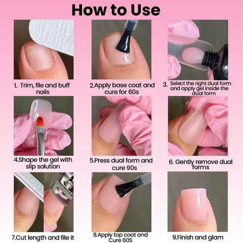 Step-by-step guide for All In One Polygel Toe Nail Kit With UV Light, Includes 3 Color Polygel 15ml Each, for DIY salon results.