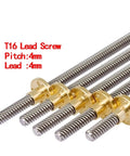 Hella Smooth T16 Trapezoidal Lead Screw Paired With Quality Brass Nut Featuring Four Millimeter Pitch For 3D Printers