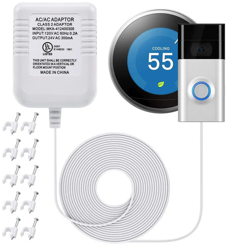 24 Volt C Wire Adapter For Smart Thermostats, UL Listed Power Connector, 16 And A Half Foot Cable, Reliable Constant 24V Power