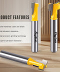 Three Pack Keyhole Router Bits Set With 1/4 Inch Shank Pro Grade Carbide T Slot Router Bits For Woodworking on wooden surface