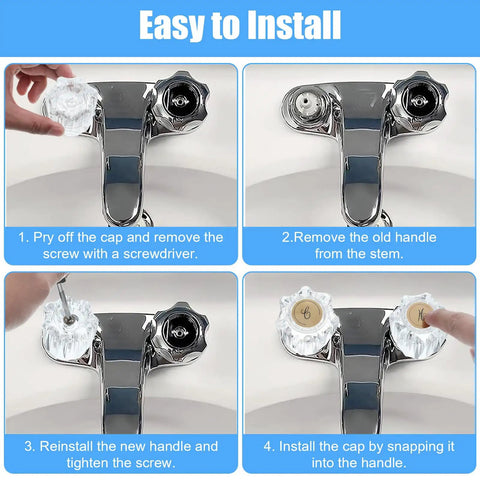 Installation steps of Two Pack Clear Acrylic Faucet Handles Replacement Kit For Tub And Shower Knobs with easy instructions