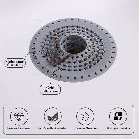 Top Shelf Silicone Hair Catcher For Bathtubs And Showers Blocks Debris With Ease No Sweat Quick Pull Setup Fully Reusable Bathroom Essential Fits Standard Tub Openings Functions Like A Charm Daily silicone drain guard over a tub drain with hair.