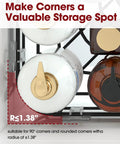 Corner Shower Caddy 2 Pack Adhesive Organizers For Bathroom No Drill Rustproof Stainless Steel Shelves With 8 Hooks Space Saving Black Medium for easy corner storage in shower, suitable for 90° corners and <1.38" radius.