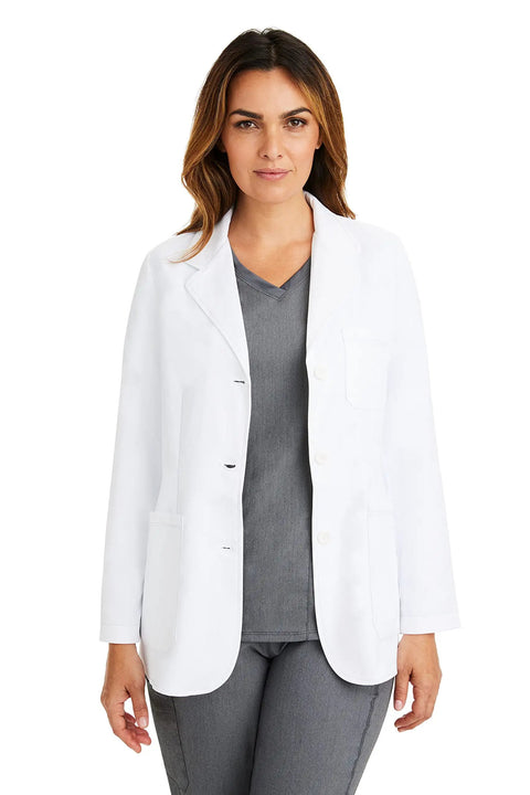 Womens White Lab Coat With Five Pockets Full Sleeve 5160 Flo Relaxed Fit Exam Coat For Medical Professionals Minimalist Collection XL