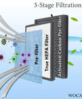 Illustration of H13 True HEPA Replacement Filter Two Pack For AP1002 Air Purifier And Pure Morning APH230C With Pre Filter and Activated Carbon.